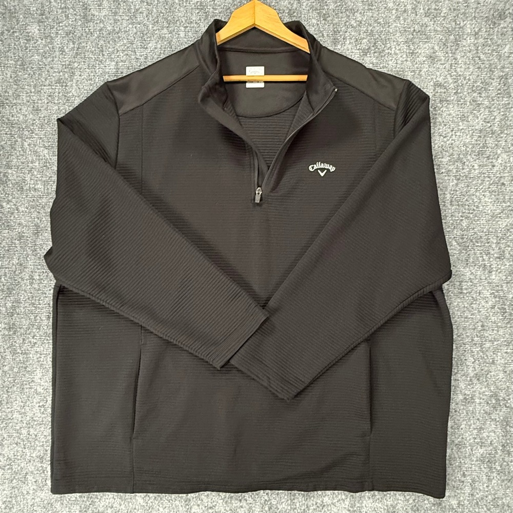Callaway Opti-Dri Golf Pullover Men's 3XLT Black Ribbed Quarter Zip Big Tall